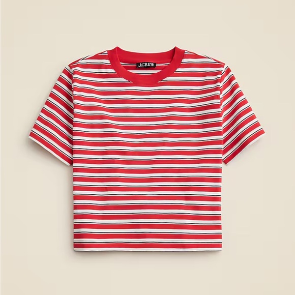 J. Crew Cropped Striped T-Shirt - Picture 1 of 3